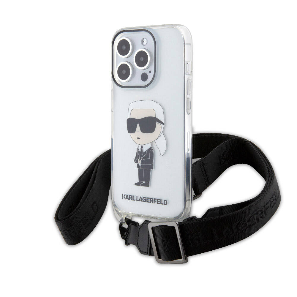 iPhone 15 Pro Kılıf Karl Lagerfeld orijinal Lisanslı Boyun Askılı Karl İkonik Crossbody Kılıf