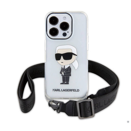 iPhone 15 Pro Kılıf Karl Lagerfeld orijinal Lisanslı Boyun Askılı Karl İkonik Crossbody Kılıf