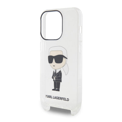 iPhone 15 Pro Kılıf Karl Lagerfeld orijinal Lisanslı Boyun Askılı Karl İkonik Crossbody Kılıf