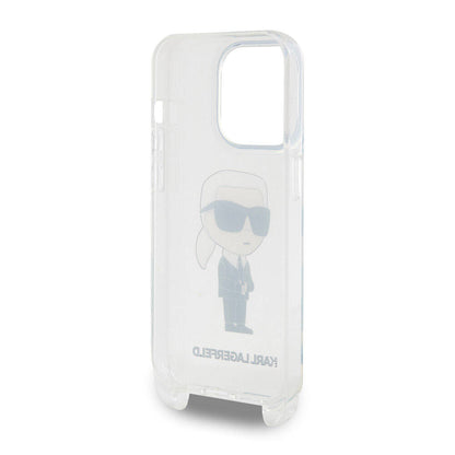 iPhone 15 Pro Kılıf Karl Lagerfeld orijinal Lisanslı Boyun Askılı Karl İkonik Crossbody Kılıf