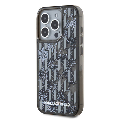 iPhone 15 Pro Kılıf Karl Lagerfeld orijinal Lisanslı Simli KL Yazılı Monogram Gradıent Kılıf