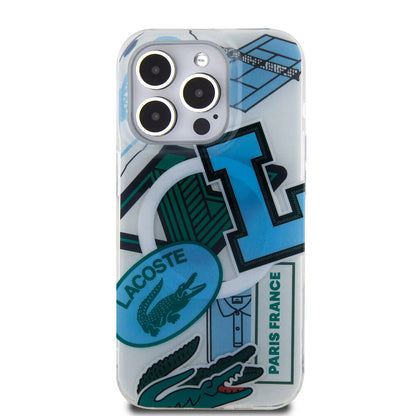 iPhone 15 Pro Kılıf Lacoste Orijinal Lisanslı M-safe Şarj Özellikli Çift Katmanlı Yamalar Desenli Kılıf