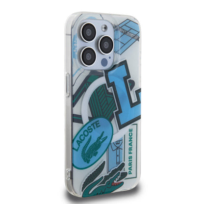 iPhone 15 Pro Kılıf Lacoste Orijinal Lisanslı M-safe Şarj Özellikli Çift Katmanlı Yamalar Desenli Kılıf