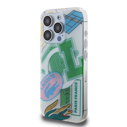 iPhone 15 Pro Kılıf Lacoste Orijinal Lisanslı M-safe Şarj Özellikli Çift Katmanlı Yamalar Desenli Kılıf