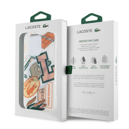 iPhone 15 Pro Kılıf Lacoste orijinal Lisanslı M-safe Şarj Özellikli Çift Katmanlı Yamalar Desenli Kılıf