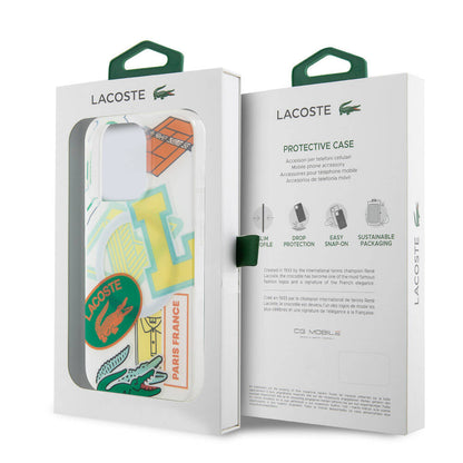 iPhone 15 Pro Kılıf Lacoste orijinal Lisanslı M-safe Şarj Özellikli Çift Katmanlı Yamalar Desenli Kılıf