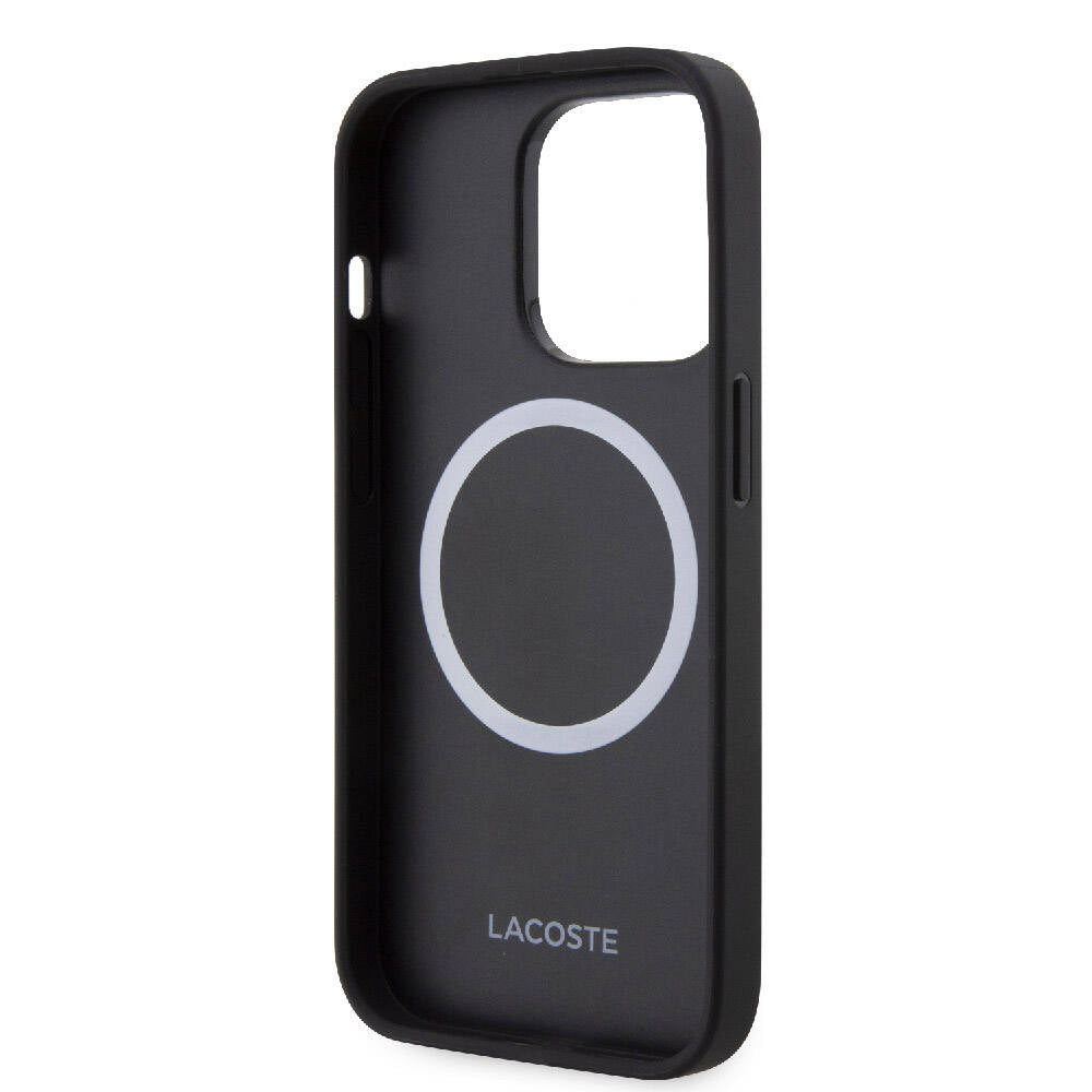 iPhone 15 Pro Kılıf Lacoste orijinal Lisanslı M-safe Şarj Özellikli PU Deri Görünümlü Karışık Monogram Desenli Kılıf