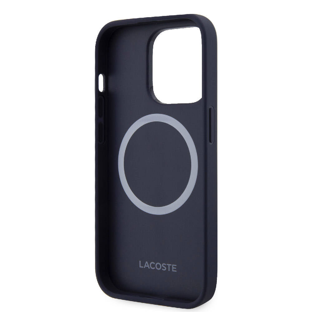 iPhone 15 Pro Kılıf Lacoste orijinal Lisanslı M-safe Şarj Özellikli PU Deri Görünümlü Karışık Monogram Desenli Kılıf