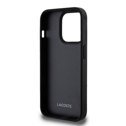 iPhone 15 Pro Kılıf Lacoste orijinal Lisanslı M-safe Şarj Özellikli PU Deri Görünümlü Kartlıklı Karışık Monogram Desenli Kılıf