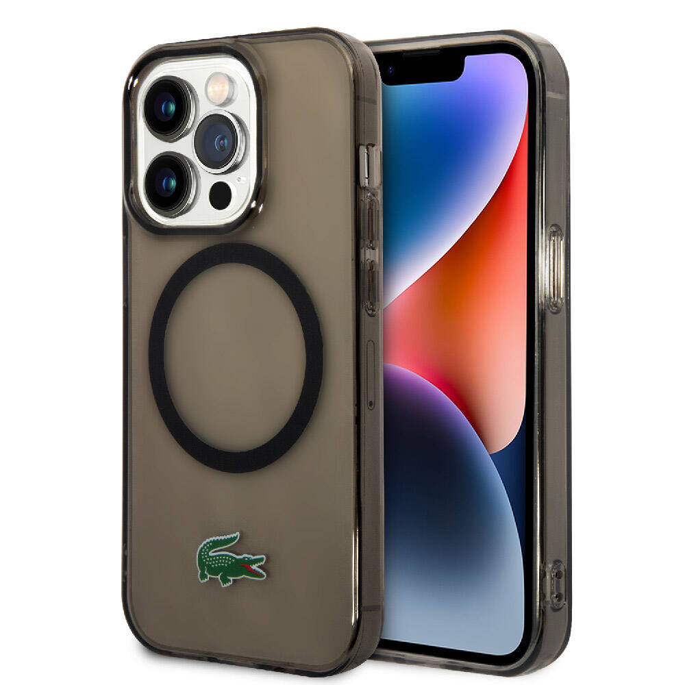 iPhone 15 Pro Kılıf Lacoste orijinal Lisanslı M-safe Şarj Özellikli Transparan Timsah Logo Baskılı Kılıf