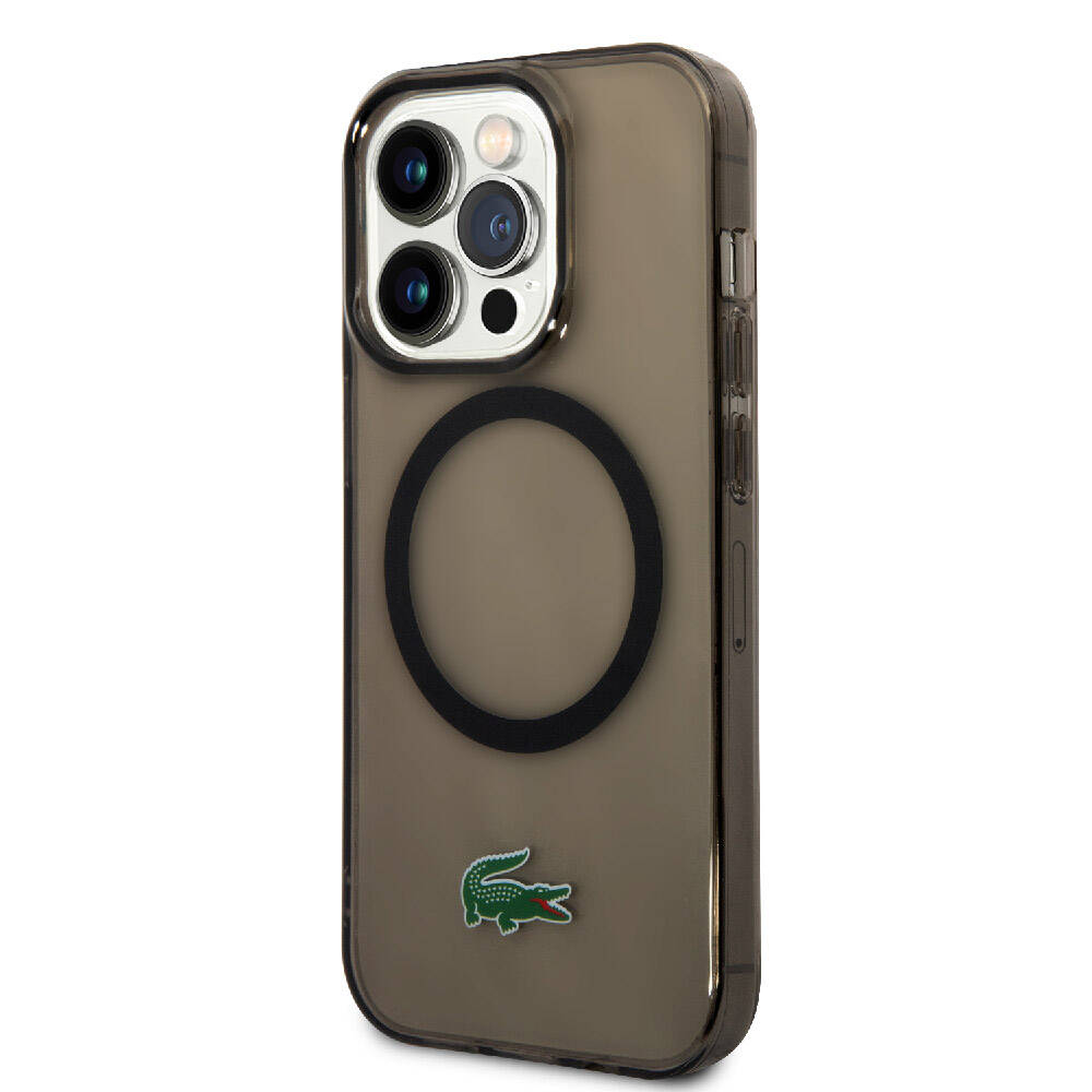 iPhone 15 Pro Kılıf Lacoste orijinal Lisanslı M-safe Şarj Özellikli Transparan Timsah Logo Baskılı Kılıf