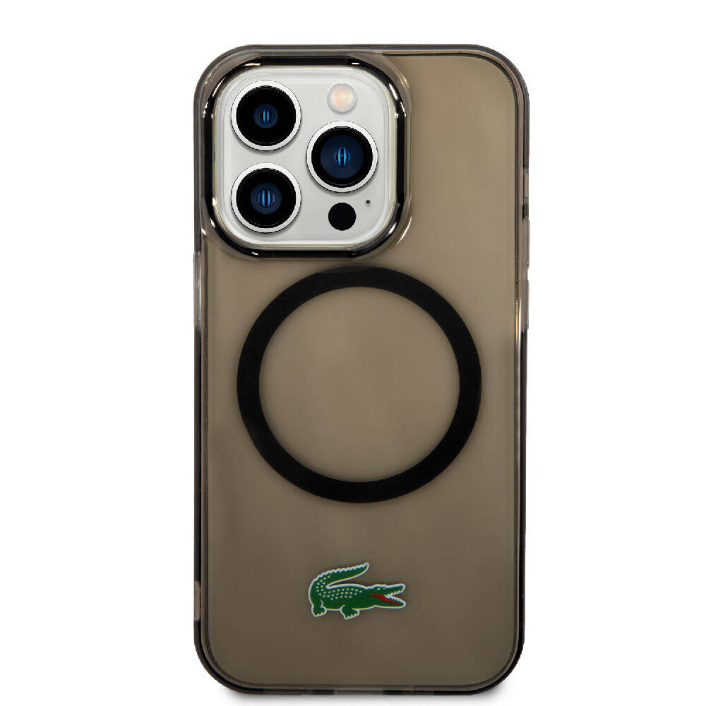 iPhone 15 Pro Kılıf Lacoste orijinal Lisanslı M-safe Şarj Özellikli Transparan Timsah Logo Baskılı Kılıf
