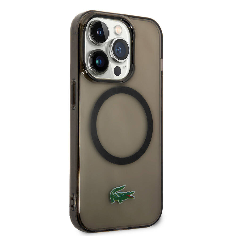 iPhone 15 Pro Kılıf Lacoste orijinal Lisanslı M-safe Şarj Özellikli Transparan Timsah Logo Baskılı Kılıf