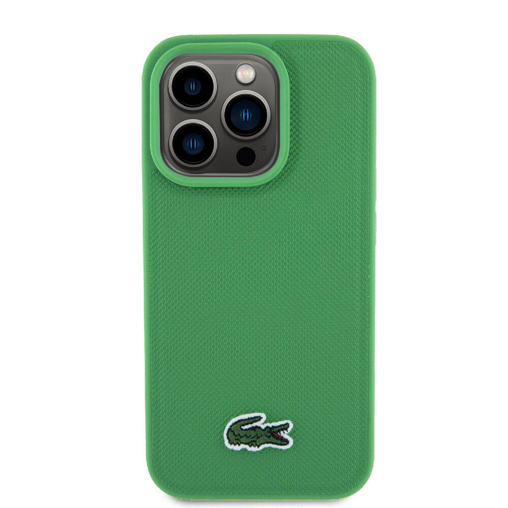 iPhone 15 Pro Kılıf Lacoste orijinal Lisanslı PU Pike Desenli Arka Yüzey İkonik Timsah Dokuma Logolu Kılıf
