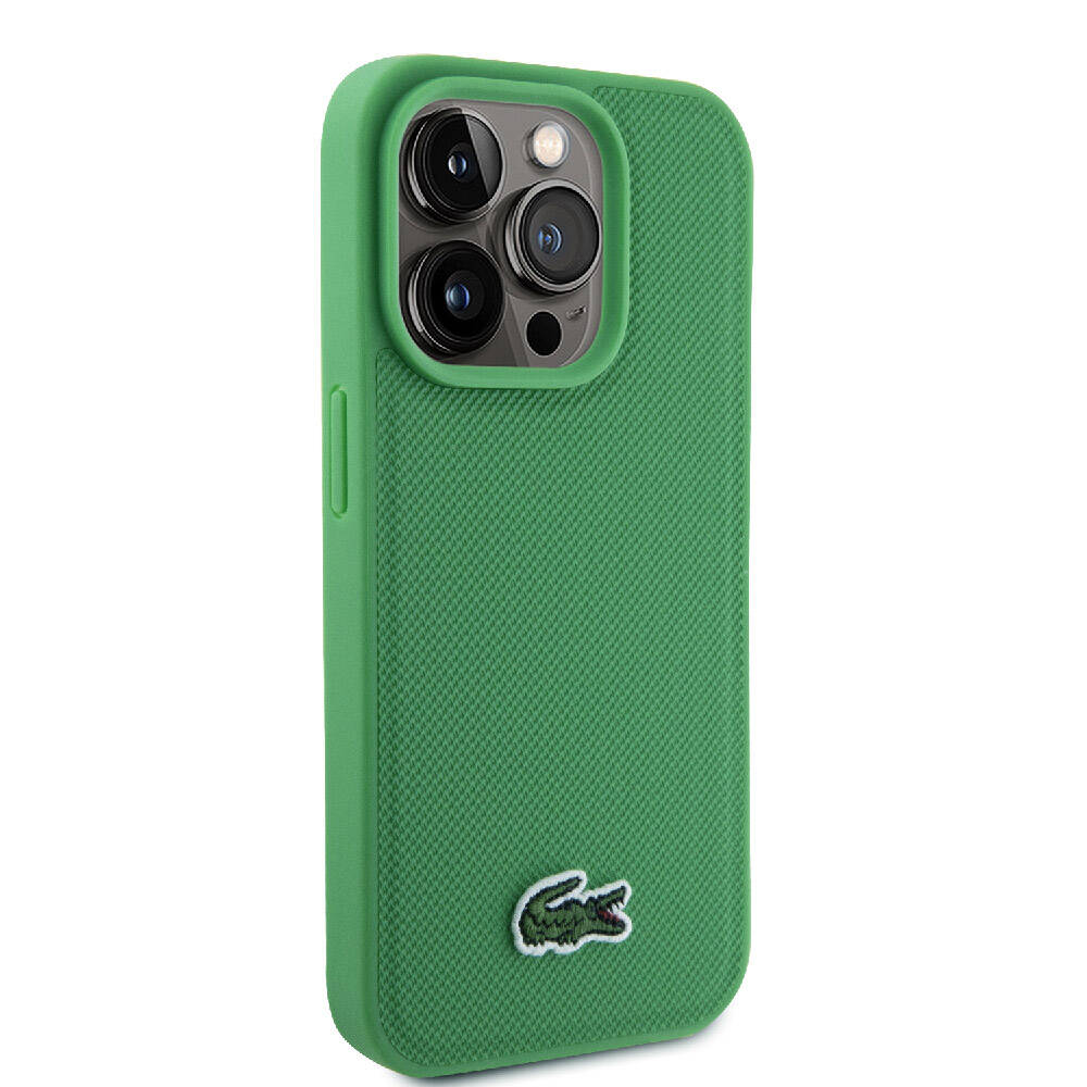 iPhone 15 Pro Kılıf Lacoste orijinal Lisanslı PU Pike Desenli Arka Yüzey İkonik Timsah Dokuma Logolu Kılıf