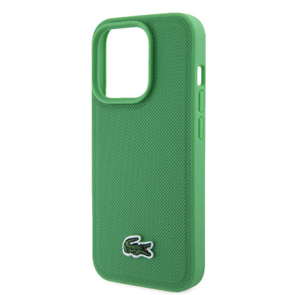iPhone 15 Pro Kılıf Lacoste orijinal Lisanslı PU Pike Desenli Arka Yüzey İkonik Timsah Dokuma Logolu Kılıf