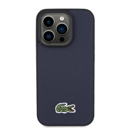 iPhone 15 Pro Kılıf Lacoste orijinal Lisanslı PU Pike Desenli Arka Yüzey İkonik Timsah Dokuma Logolu Kılıf