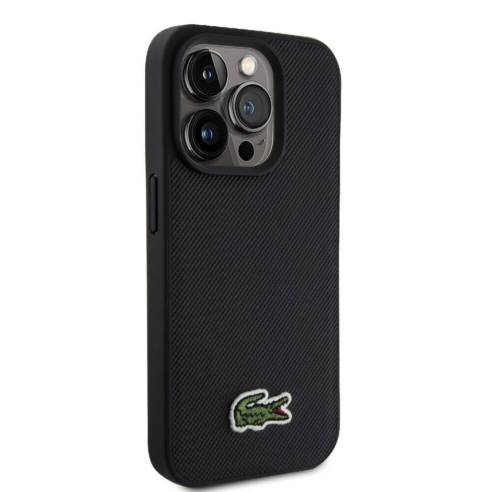 iPhone 15 Pro Kılıf Lacoste orijinal Lisanslı PU Pike Desenli Arka Yüzey İkonik Timsah Dokuma Logolu Kılıf