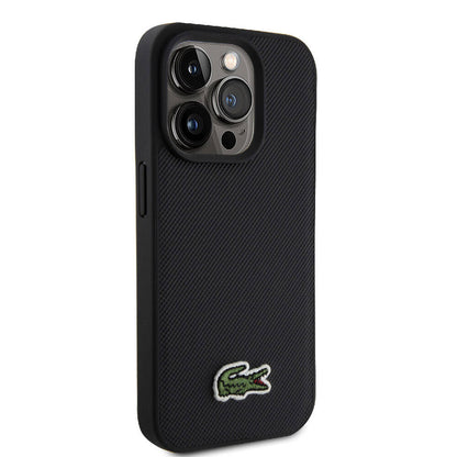 iPhone 15 Pro Kılıf Lacoste orijinal Lisanslı PU Pike Desenli Arka Yüzey İkonik Timsah Dokuma Logolu Kılıf