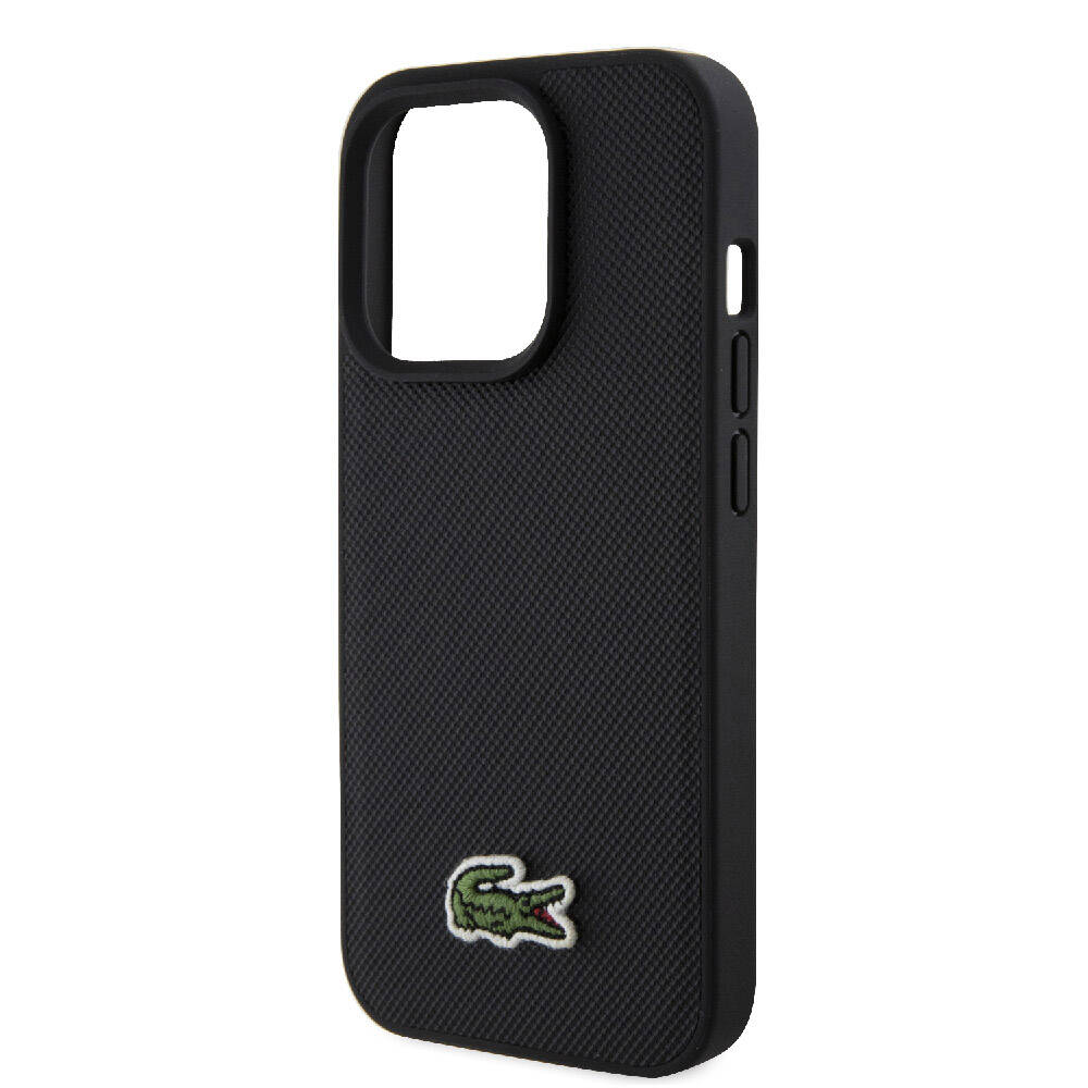 iPhone 15 Pro Kılıf Lacoste orijinal Lisanslı PU Pike Desenli Arka Yüzey İkonik Timsah Dokuma Logolu Kılıf