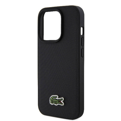 iPhone 15 Pro Kılıf Lacoste orijinal Lisanslı PU Pike Desenli Arka Yüzey İkonik Timsah Dokuma Logolu Kılıf