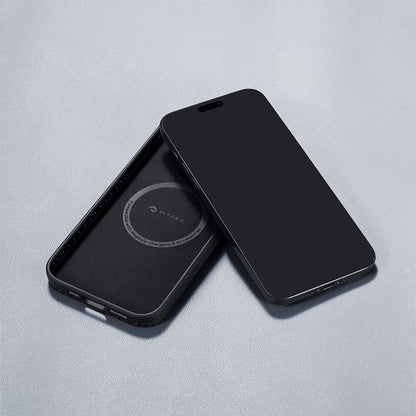 iPhone 15 Pro Kılıf M-safe Şarj Özellikli 1500D Aramid Fiber Pitaka Military-Grade Classic Serisi Black-Grey Twill Kılıf