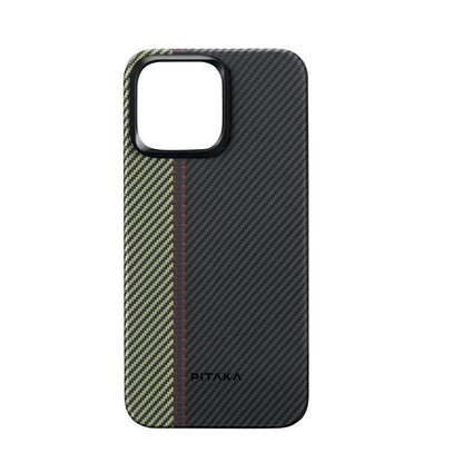 iPhone 15 Pro Kılıf M-safe Şarj Özellikli 600D Aramid Fiber Pitaka Tactile Woven Orchestra Serisi Overture Kılıf