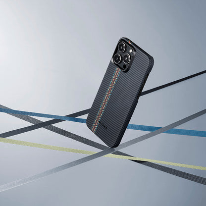 iPhone 15 Pro Kılıf M-safe Şarj Özellikli 600D Aramid Fiber Pitaka Tactile Woven Orchestra Serisi Rhapsody Kılıf