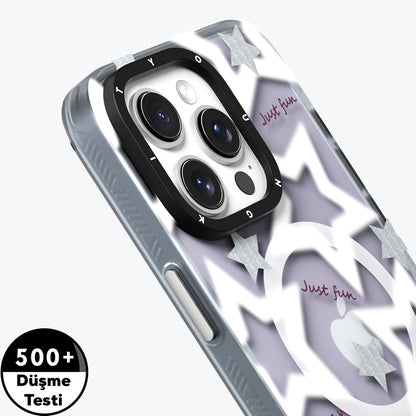 iPhone 15 Pro Kılıf M-safe Şarj Özellikli Airbagli Çift Katmanlı Youngkit Star&Butterfly Serisi Kılıf