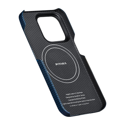 iPhone 15 Pro Kılıf M-safe Şarj Özellikli Aramid Fiber Pitaka Tactile Woven Starpeak Serisi Over The Horizon Kılıf