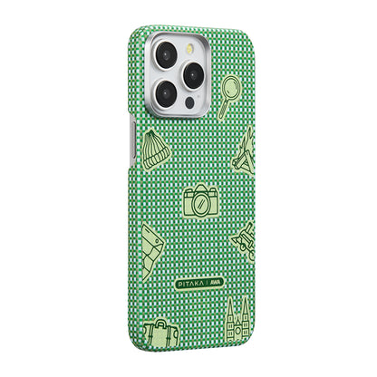 iPhone 15 Pro Kılıf M-safe Şarj Özellikli Awa Tasarımlı 1500D Aramid Fiber Pitaka Ultra-Slim Classic Serisi Forest Kılıf