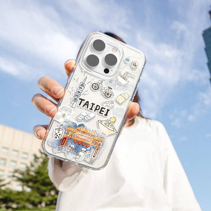 iPhone 15 Pro Kılıf M-safe Şarj Özellikli Çizim Desenli Şok Önleyicili Şeffaf Lisanslı Switcheasy City-M Taipei Kılıf