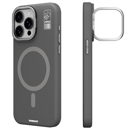 iPhone 15 Pro Kılıf M-safe Şarj Özellikli Kamera Standlı Youngkit Bitty Cream Kılıf