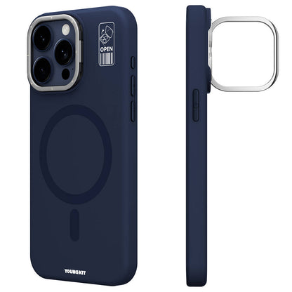 iPhone 15 Pro Kılıf M-safe Şarj Özellikli Kamera Standlı Youngkit Bitty Cream Kılıf