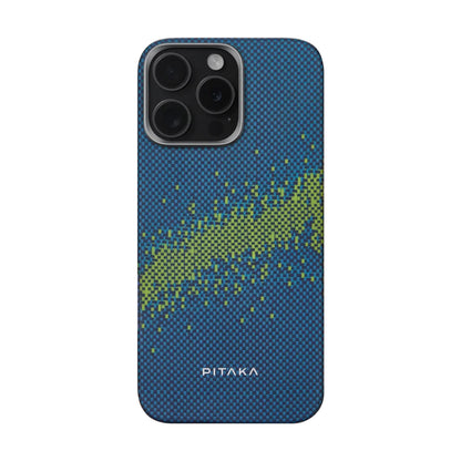 iPhone 15 Pro Kılıf M-safe Şarj Özellikli Lumintex Teknolojili Fosforlu Özellikli Aramid Karbon Fiber Pitaka Tactile Woven Starpeak Serisi Milky Way Galaxy Kılıf