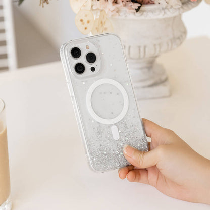 iPhone 15 Pro Kılıf M-safe Şarj Özellikli Parlayan Simli Şeffaf Lisanslı Switcheasy Starfield-M Kılıf