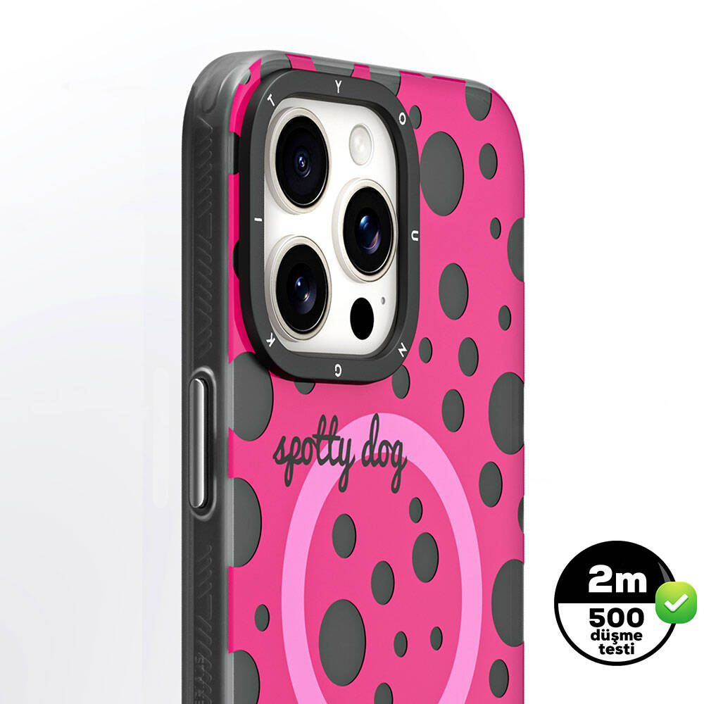 iPhone 15 Pro Kılıf M-safe Şarj Özellikli Polka Dot Desenli Youngkit Spots Serisi Kılıf