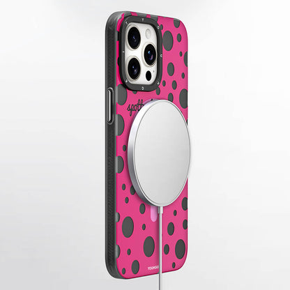 iPhone 15 Pro Kılıf M-safe Şarj Özellikli Polka Dot Desenli Youngkit Spots Serisi Kılıf