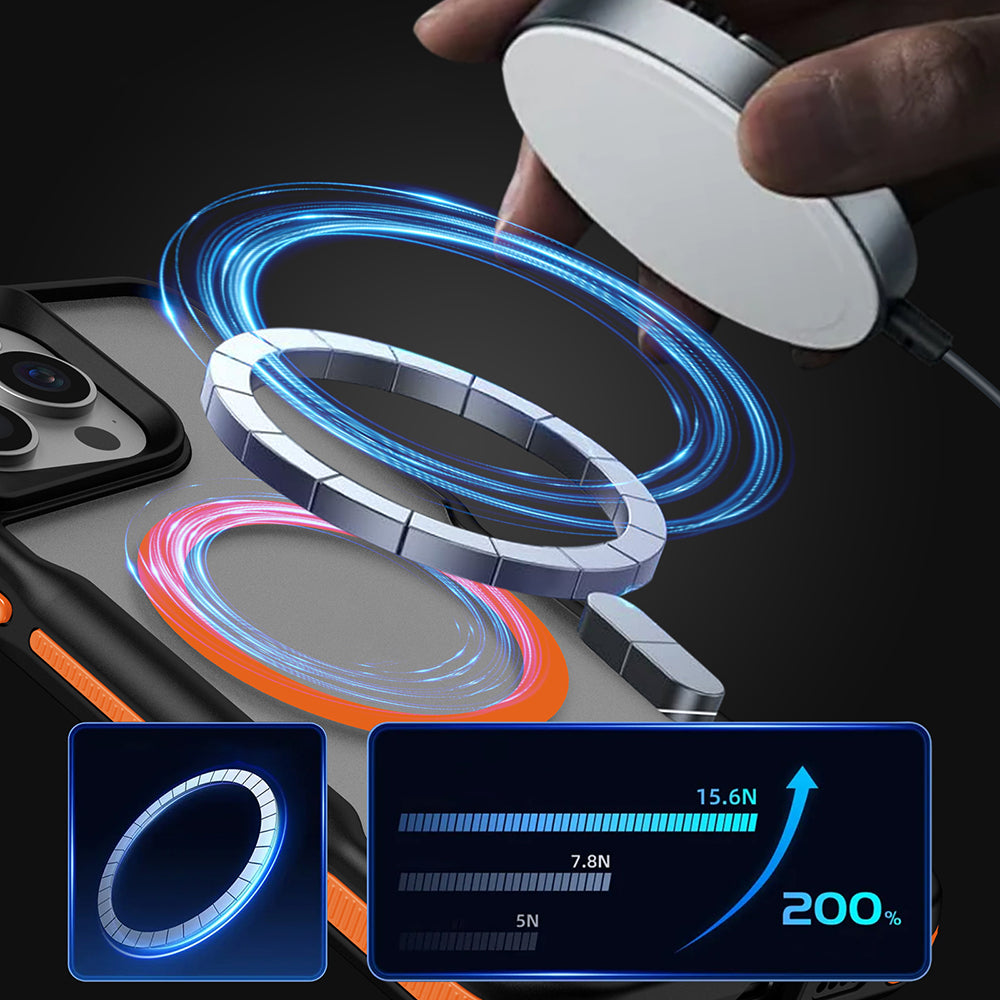 iPhone 15 Pro Kılıf M-safe Şarj Özellikli Renkli Kenar Airbag Şeritli Zore Lamer Kılıf