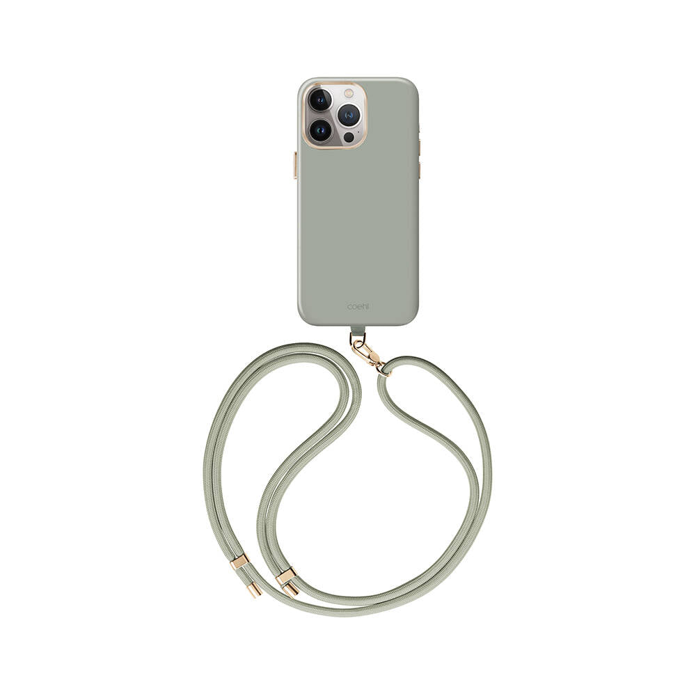 iPhone 15 Pro Kılıf M-safe Şarj Özellikli Soft Pürüzsüz Yüzey Askı İpli Coehl Creme Kılıf