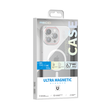 iPhone 15 Pro Kılıf M-safe Şarj Özellikli Standlı Metal Kamera Çerçeveli Mat Recci Glaze Serisi Kılıf