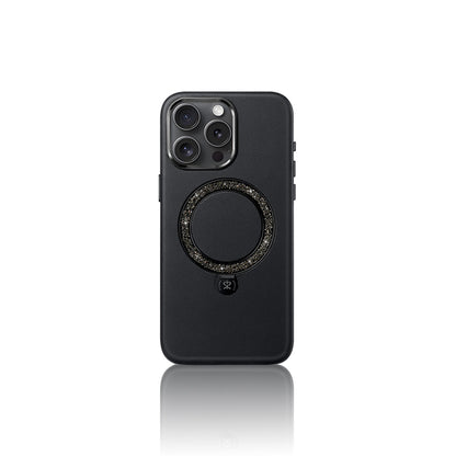 iPhone 15 Pro Kılıf M-safe Şarj Özellikli Standlı Suni Deri Tasarımlı Pynana Dancing Circle Serisi Kılıf