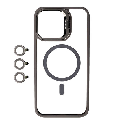 iPhone 15 Pro Kılıf M-safe Şarj Özellikli Standlı Zore M-safe Klon Lensli Kılıf