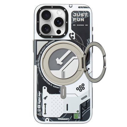 iPhone 15 Pro Kılıf M-safe Şarj Özellikli Youngkit 360° Standlı Starship Serisi Kılıf