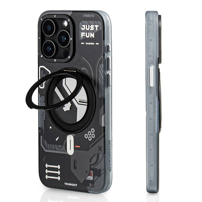 iPhone 15 Pro Kılıf M-safe Şarj Özellikli Youngkit 360° Standlı Starship Serisi Kılıf