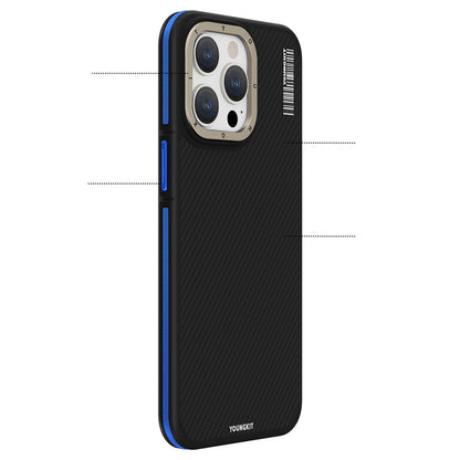 iPhone 15 Pro Kılıf M-safe Şarj Özellikli YoungKit 600D Kevlar Kılıf