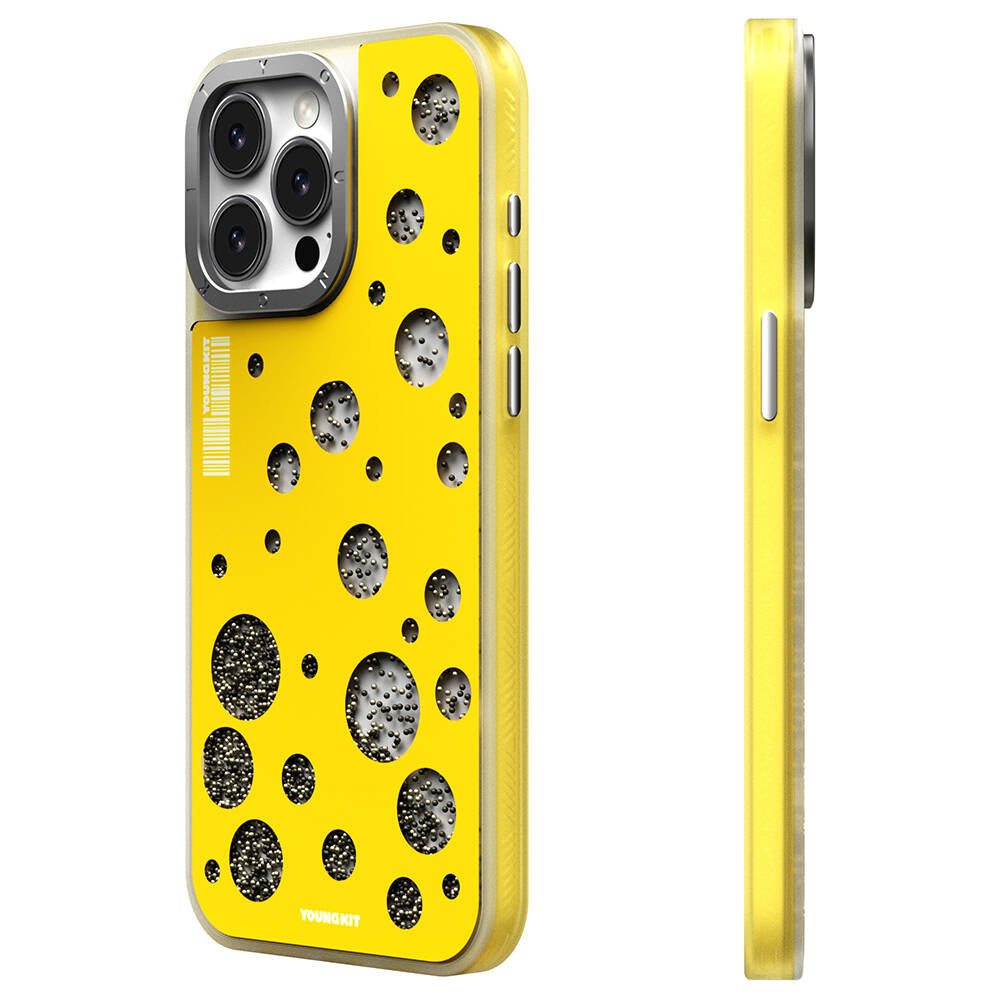 iPhone 15 Pro Kılıf M-safe Şarj Özellikli Youngkit Quicksand Beads Serisi Kılıf