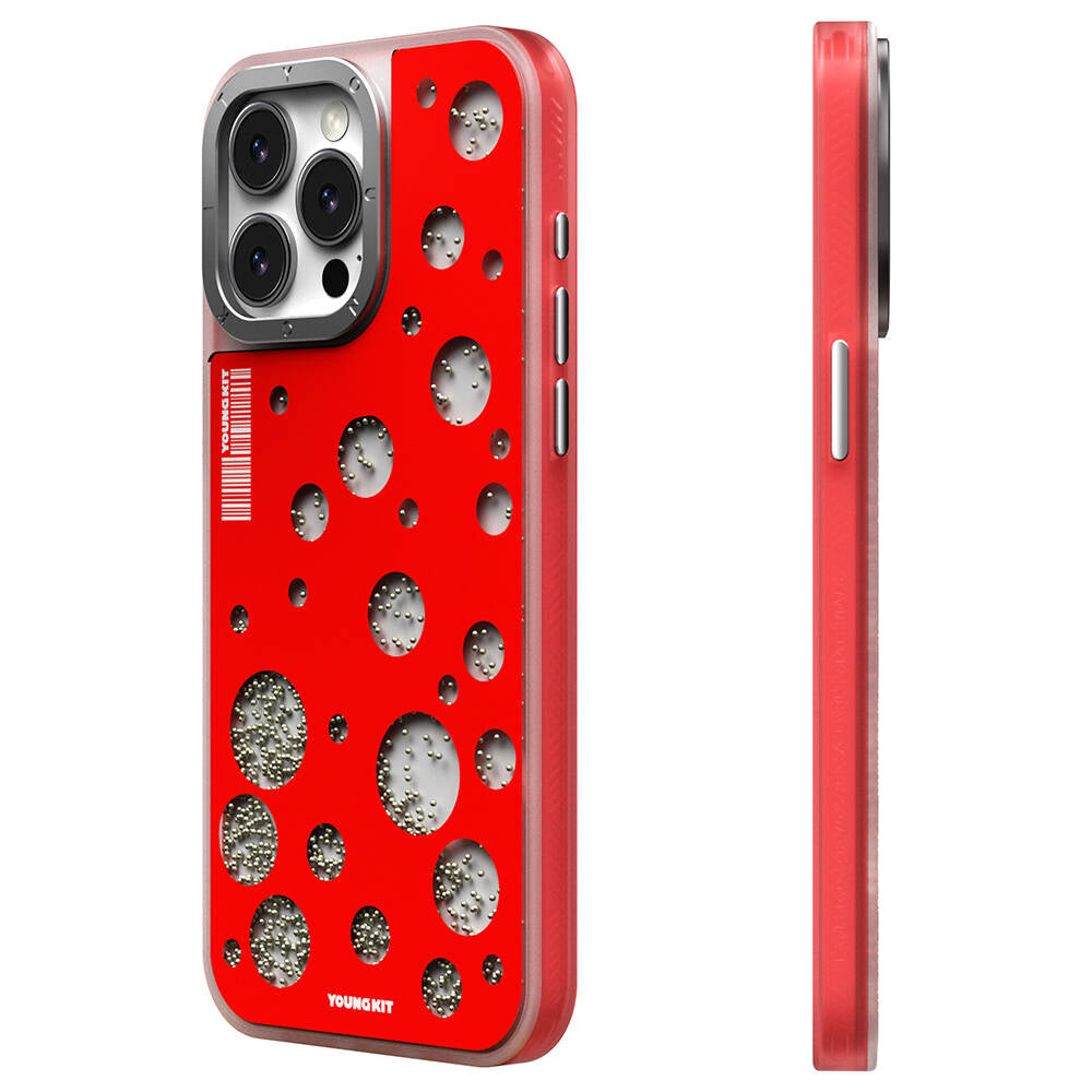 iPhone 15 Pro Kılıf M-safe Şarj Özellikli Youngkit Quicksand Beads Serisi Kılıf