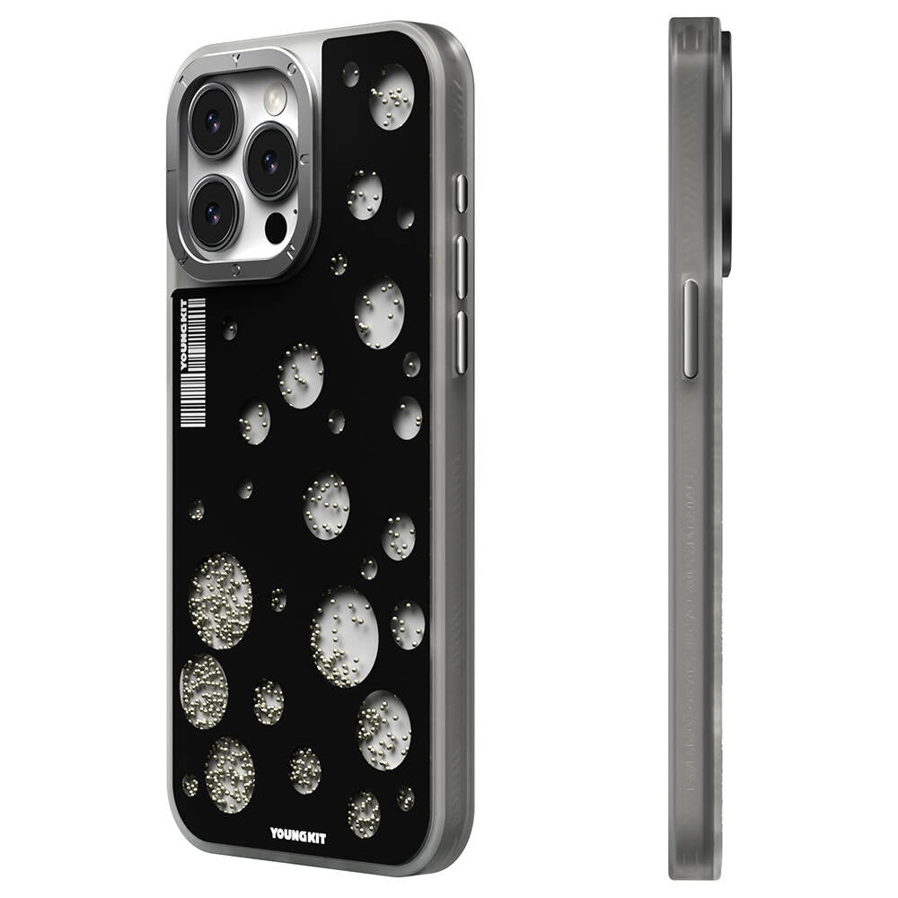 iPhone 15 Pro Kılıf M-safe Şarj Özellikli Youngkit Quicksand Beads Serisi Kılıf