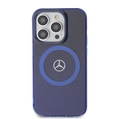 iPhone 15 Pro Kılıf Mercedes Benz Orijinal Lisanslı M-safe Şarj Özellikli Çift Katmanlı Mavi Yıldız Desenli Kılıf